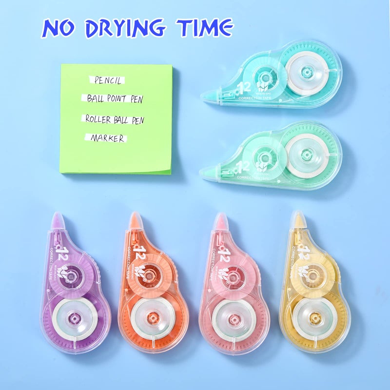 Yexiya 12 Pcs Correction Tape Eraser 0.2 Inch x 39.4 Feet White Tape Original Correction Wide Tape Easy to Use Applicator for Student Study Supply Office Product School Homework(Rainbow Color) - Image 3